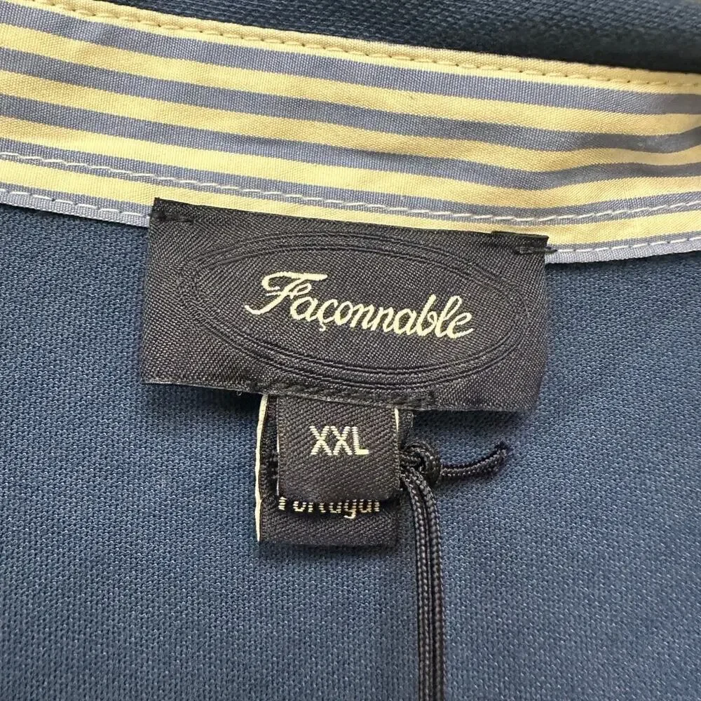 NWT Faconnable XXL Royal Blue Long Sleeve Collared Polo Shirt Golf Preppy Gift